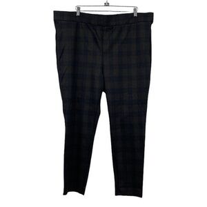 NYDJ Pants Womens 22W Brown Blue Plaid Flat Front Pull On Trousers Lift X Tuck